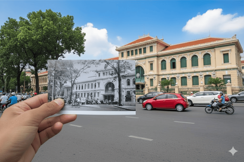 Check–in in front of the Saigon Central Post Office